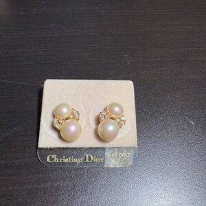 Dior Gold and Iridescent Pearl Earrings